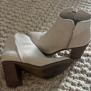 MIA Cream Textured Ankle Booties